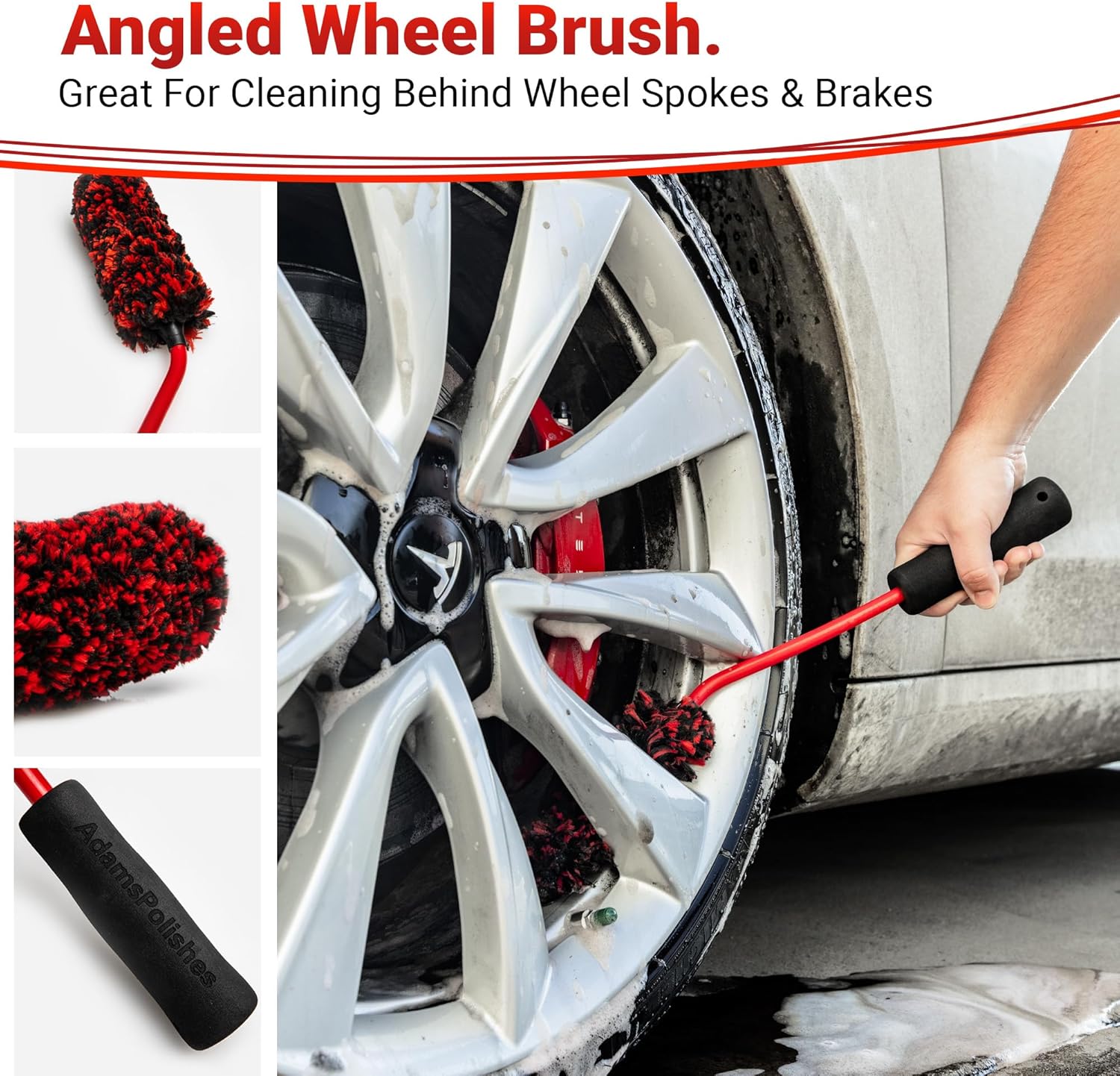 Adam’s Polishes Paquete de cepillos para ruedas detalladas, cepillos de limpieza de automóviles para limpiadores de ruedas y neumáticos, incluye