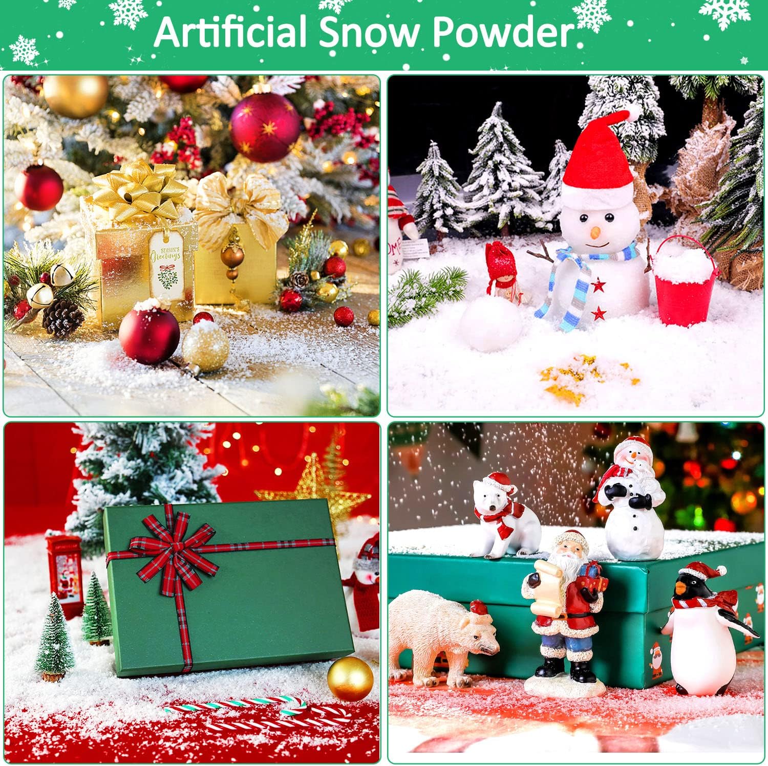 hatisan Decoración de nieve falsa de 23 onzas, nieve artificial para decoración de Navidad, nieve falsa para manualidades, exhibiciones de pueblo,