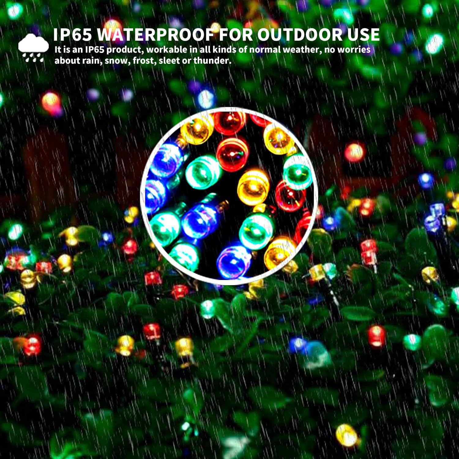 Guirnalda de 200 luces LED para exteriores, 72 pies, impermeable, IP65, luces solares de Navidad con 8 modos de luces colgantes exteriores para