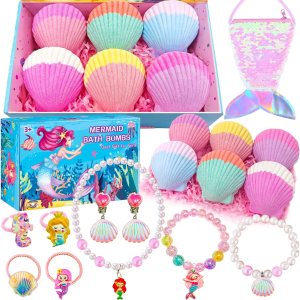 Bombas de baño de sirena para niñas y niños con sorpresa en el interior, 6+10 piezas, regalos de sirena para niñas, juguetes de 4, 5, 6, 7, 8 años, Bombas de baño de sirena para niñas y niños con sorpresa en el interior, 6+10 piezas, regalos de sirena para niñas, juguetes de 4, 5, 6, 7, 8 años,