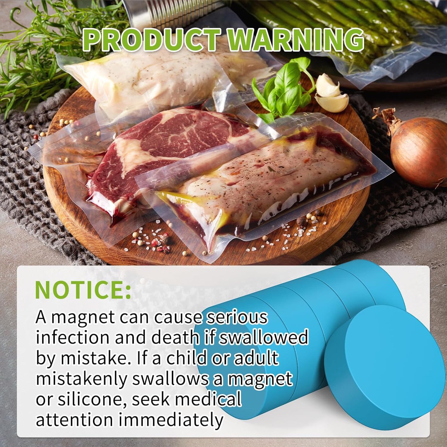 Imanes Sous Vide, paquete de 6 clips magnéticos de peso Sous Vide que funcionan en máquinas Sous Vide para mantener los alimentos sumergidos y
