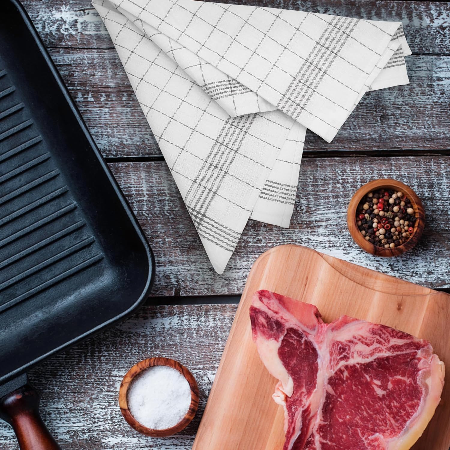 CiCiGo Paquete de 10 toallas de cocina, 100% algodón, juego de paños de cocina y paños de cocina, 17 x 27 pulgadas, toallas de mano reutilizables