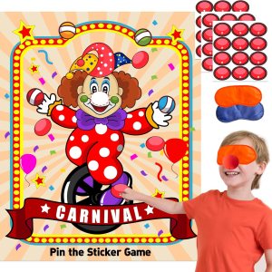 Juegos de fiesta de circo de carnaval para niños, juegos de cola con pegatina de payaso, fiesta de cumpleaños temática de carnaval, decoración de Juegos de fiesta de circo de carnaval para niños, juegos de cola con pegatina de payaso, fiesta de cumpleaños temática de carnaval, decoración de