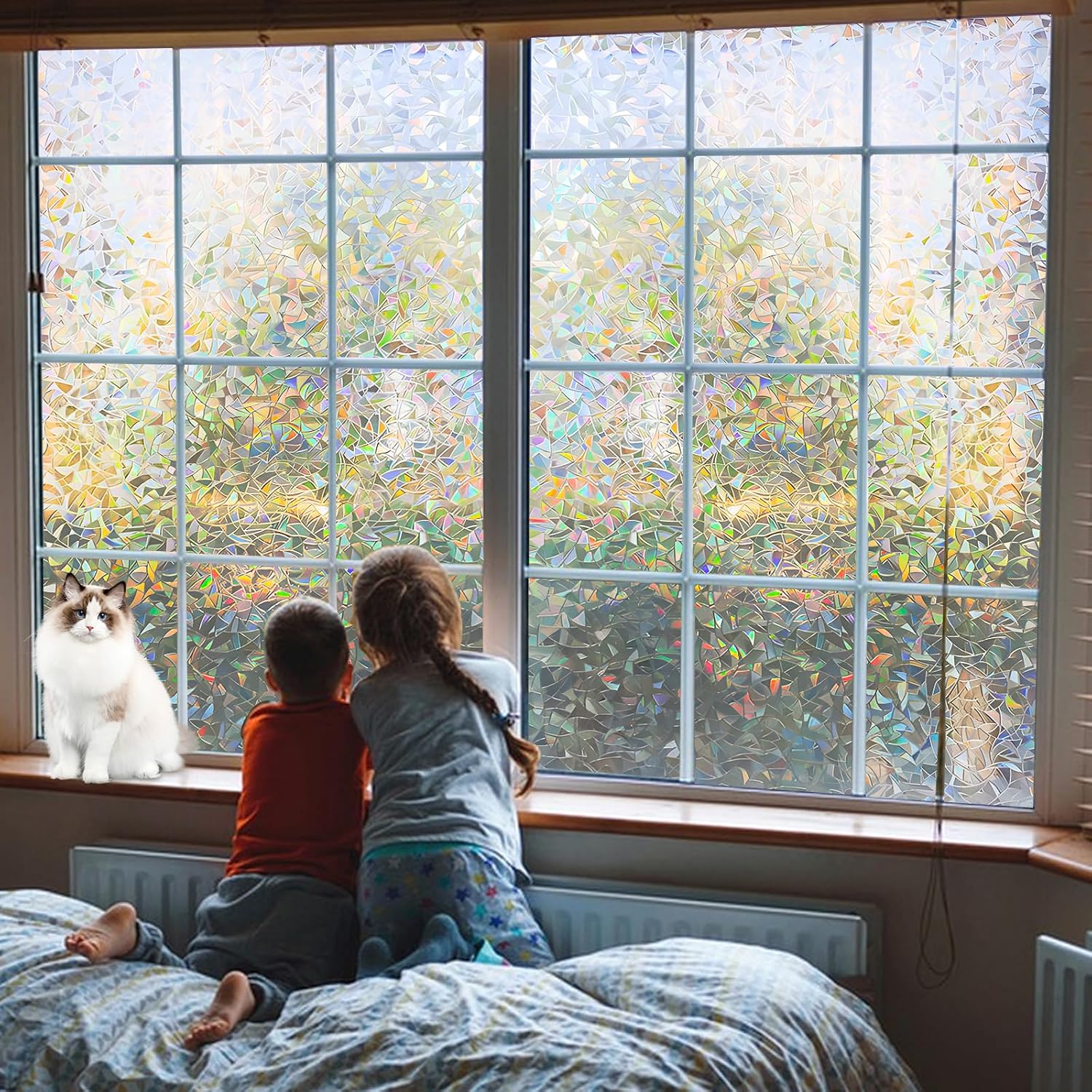 Película de privacidad para ventana de arcoíris, película de vinilo decorativo para ventana, película de vinilo decorativo para ventana de color