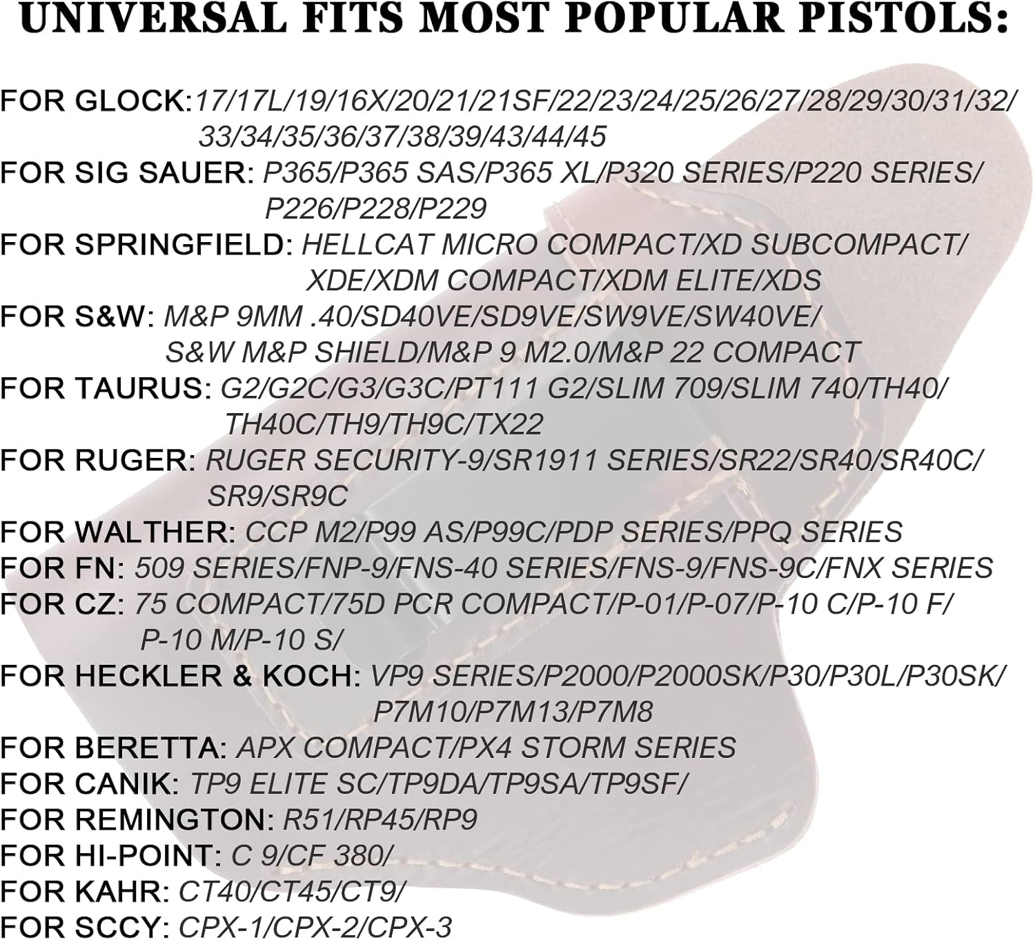 Funda de cuero para Sig P365 X Macro, IWB Carry Gun Holsters para Glock 19 43X 44 48Ruger 57Springfield Hellcat ProXDSTaurus G2C G3C GX4M & P 0.354