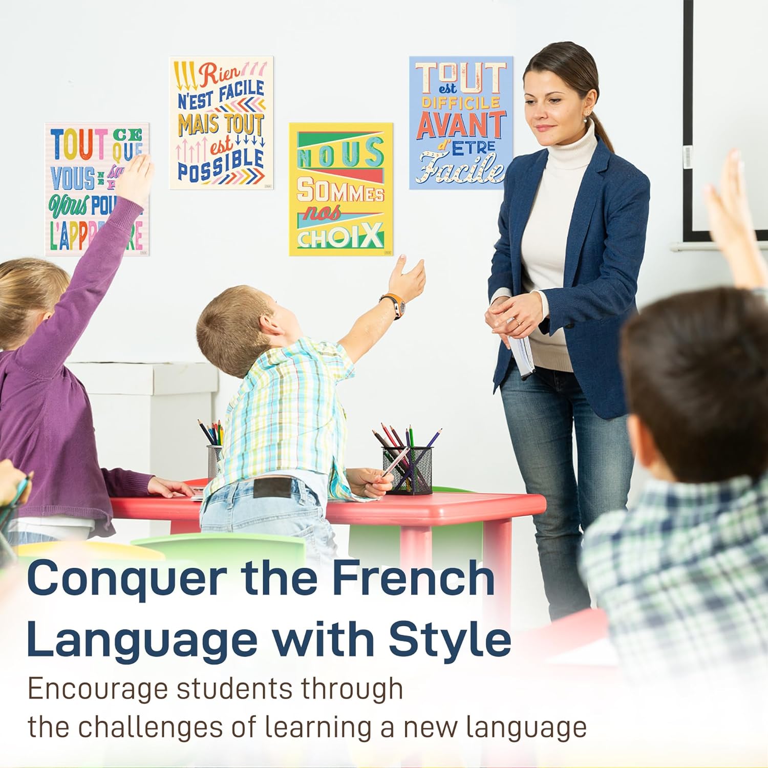 S&O – 8 pósteres de aula para estudiantes franceses  9 letras de bienvenida para el aula  Pósteres de mentalidad de crecimiento para el aula  Cadeau