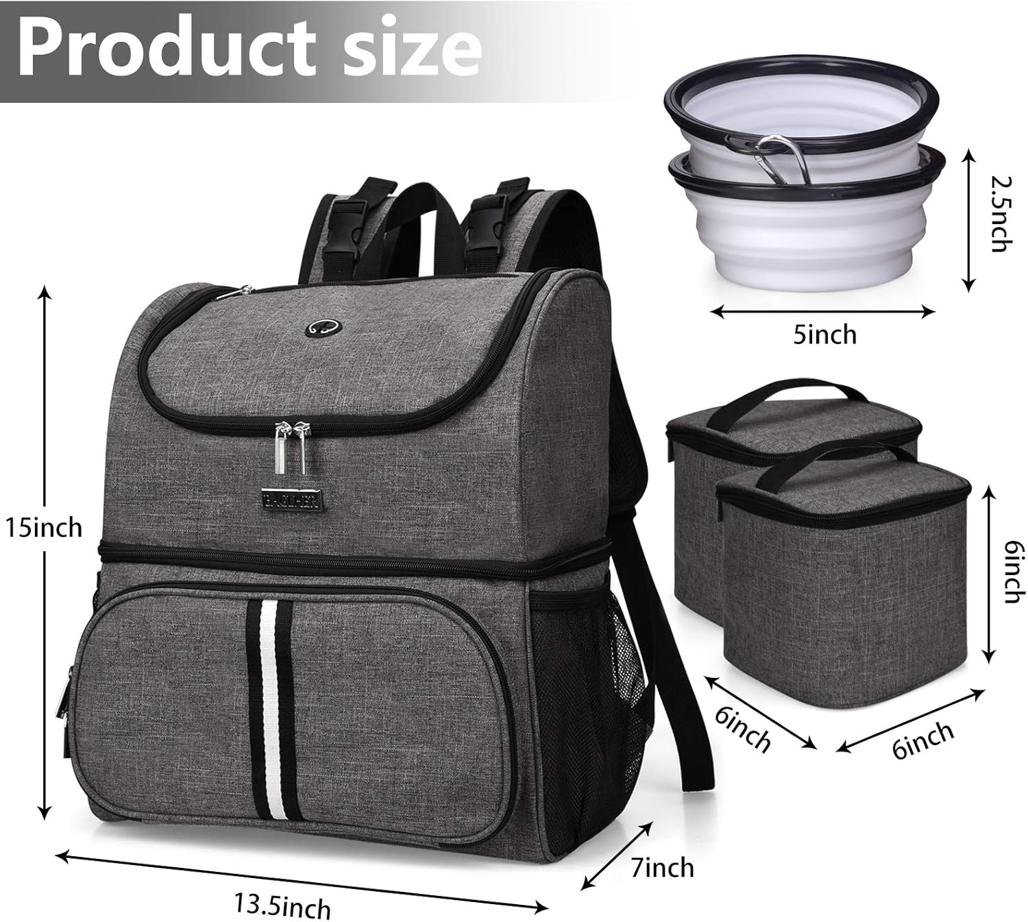 BAGLHER Bolsa de viaje para mascotas, mochila de doble capa para suministros para mascotas (para todos los suministros de viaje para mascotas),
