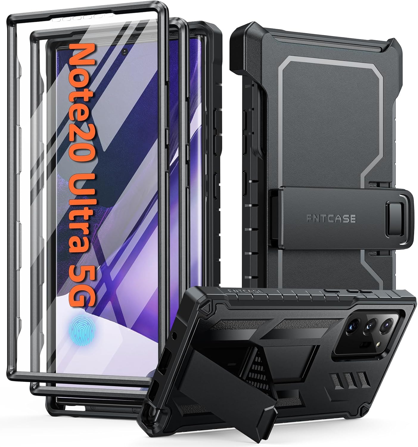 FNTCASE Funda para Samsung Galaxy Note-20-Ultra funda resistente de grado militar para teléfono celular con soporte  Protección TPU a prueba de