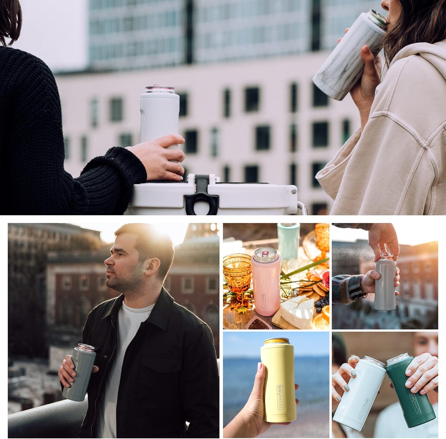 BrüMate Hopsulator Slim – Enfriador de latas aislado, para latas delgadas de 12 onzas, soporte para bebidas de acero inoxidable aislado, para