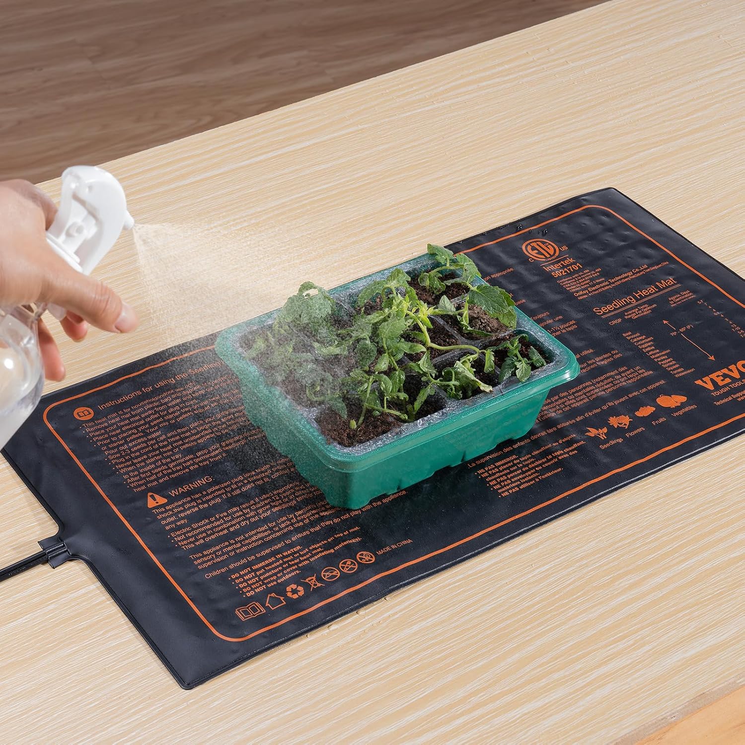 VEVOR Paquete de 1 tapete térmico de plántulas de 10 x 20.75 pulgadas con termostato, certificado UL y MET, almohadilla impermeable para