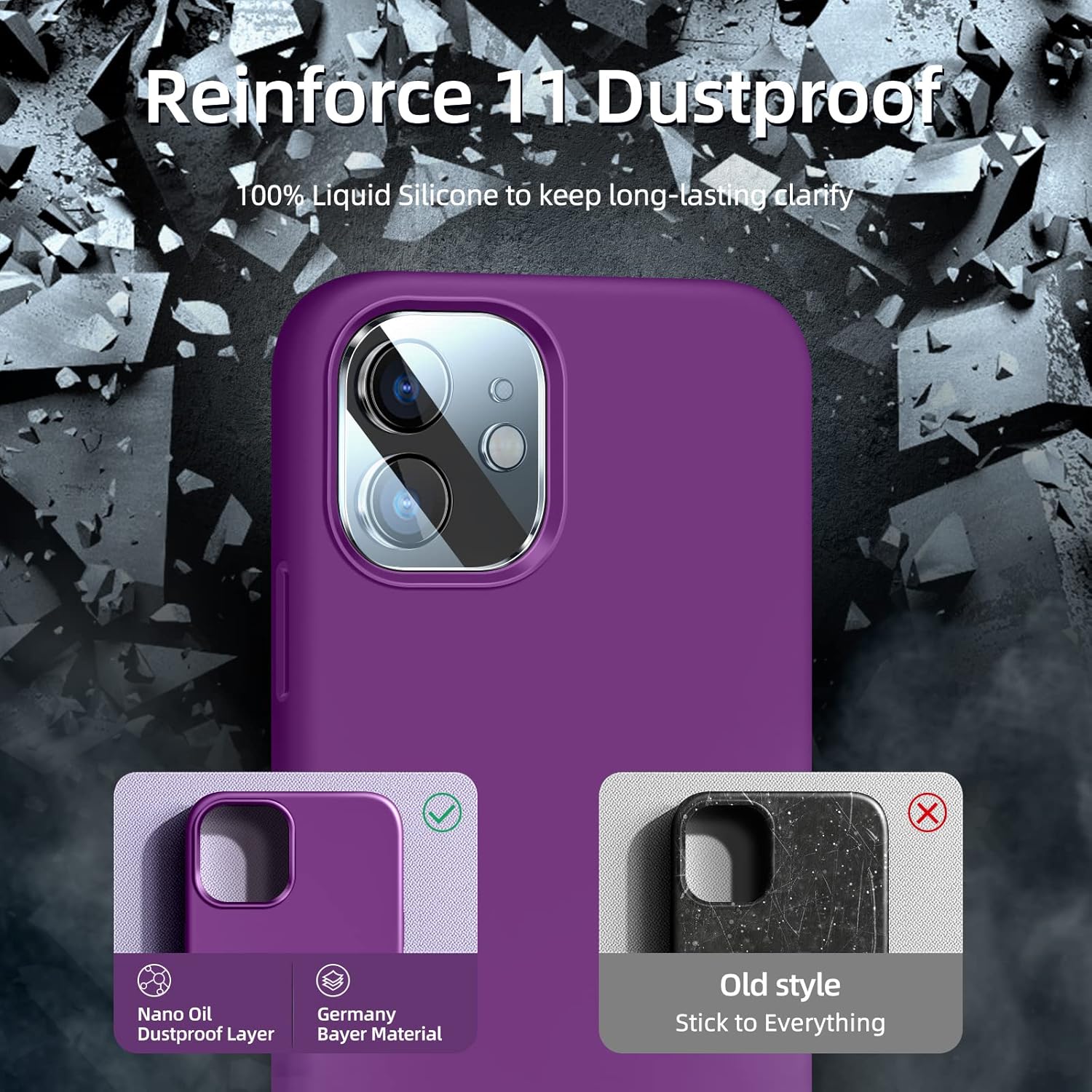 Funda 5 en 1 para iPhone 11 de 6.1 pulgadas, con 2 protectores de pantalla + 2 protectores de lente de cámara, funda protectora delgada de silicona