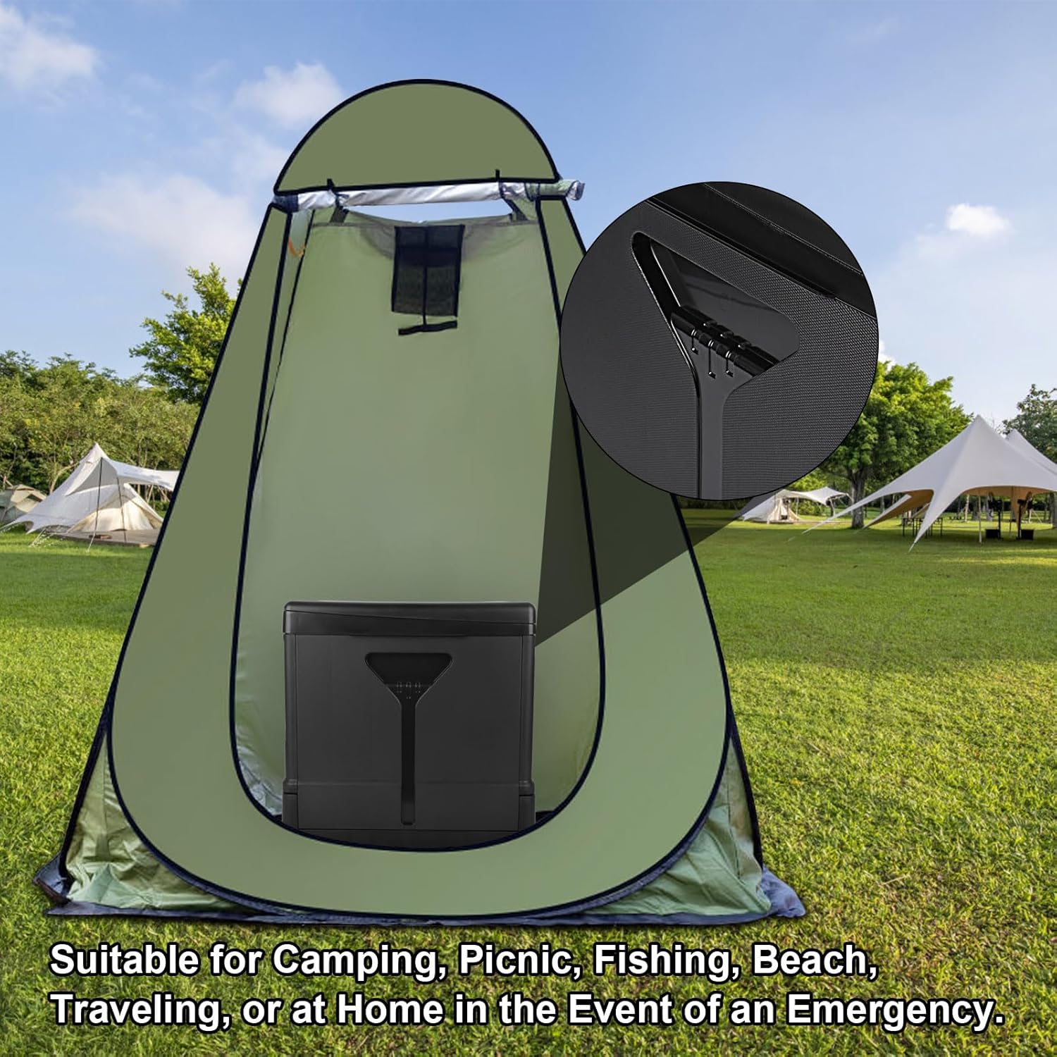 Inodoro portátil XL, inodoro portátil mejorado para adultos, campamento, inodoros altos portátiles para el hogar, campamento, barco, senderismo,