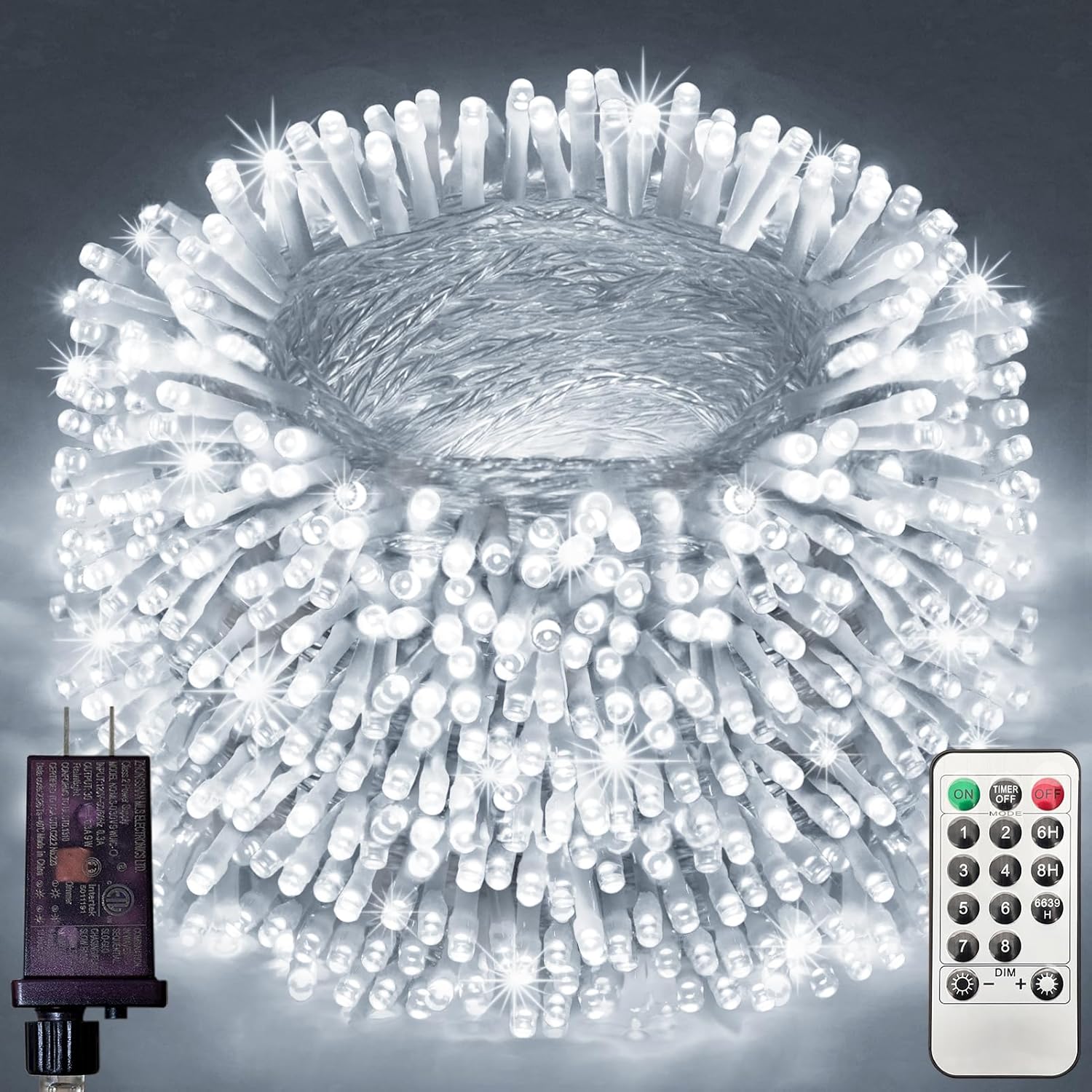 FLVOECN 1200 luces LED de Navidad de 392 pies, decoración al aire libre, 8 modos y temporizador de memoria, luces de Navidad con enchufe remoto,
