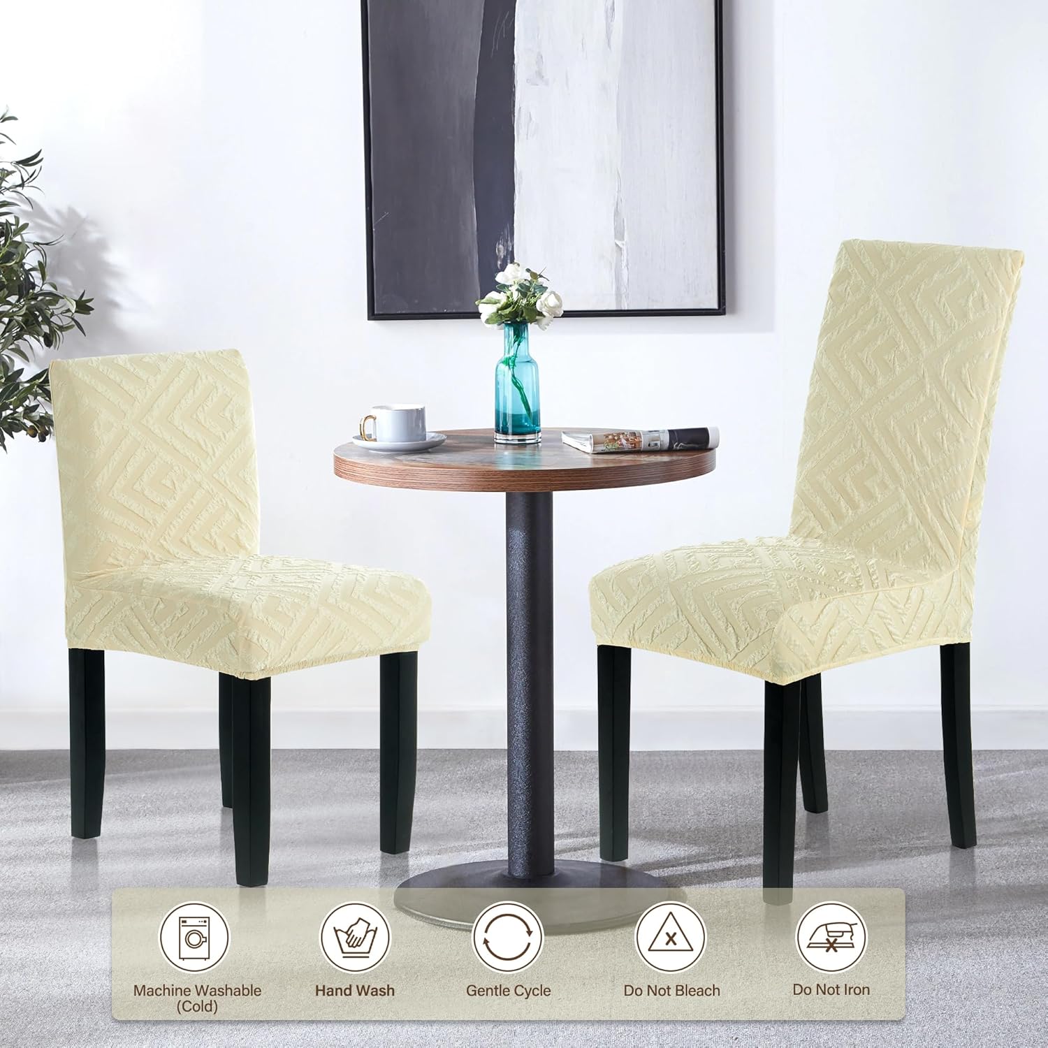 CZL Juego de 4 fundas para sillas de bar con textura 3D, fundas elásticas para taburetes de bar con respaldos para cocina, comedor, cafetería, 4