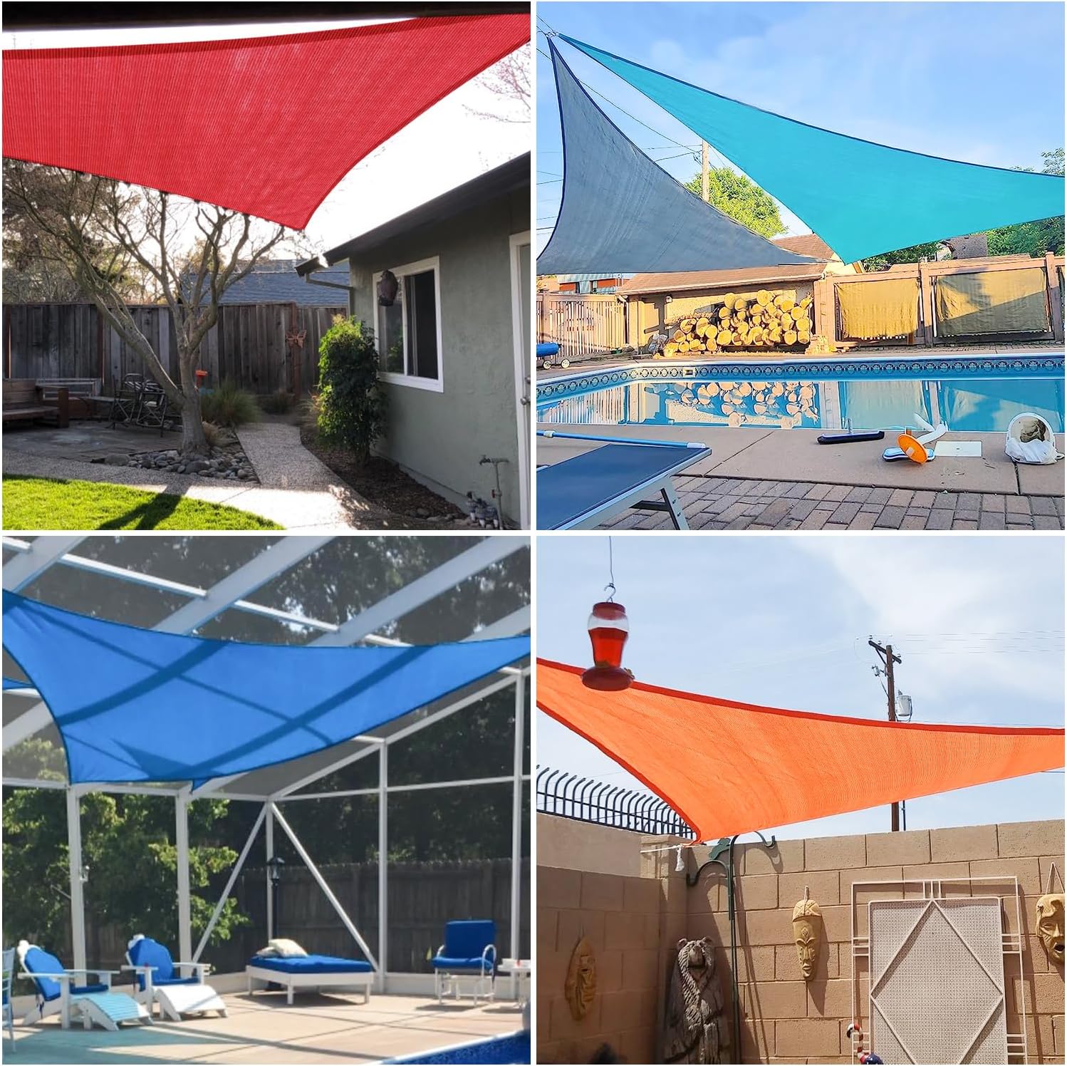 E&K Sunrise – Toldo parasol triangular de 10 x 10 x 10 pies, bloquea los rayos UV, para patio, jardín, al aire libre (turquesa)
