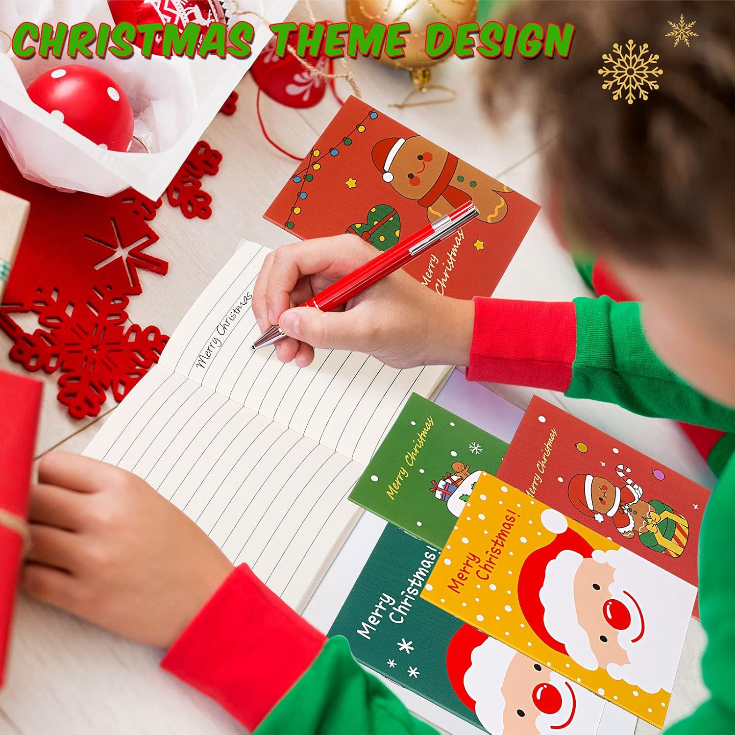 Zonon Mini cuaderno de Navidad, mini bloc de notas de Navidad, cuaderno de bolsillo con temática de Navidad, muñeco de nieve, Papá Noel, cuaderno