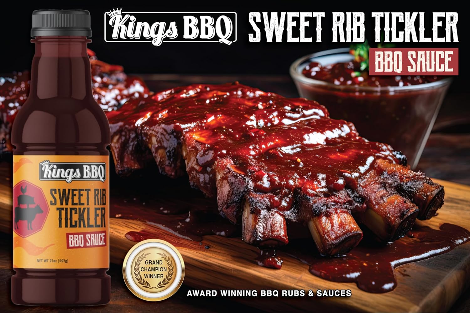 Kings BBQ Sweet Rib Tickler – Salsa para barbacoa – 21.5oz – Paquete de 2