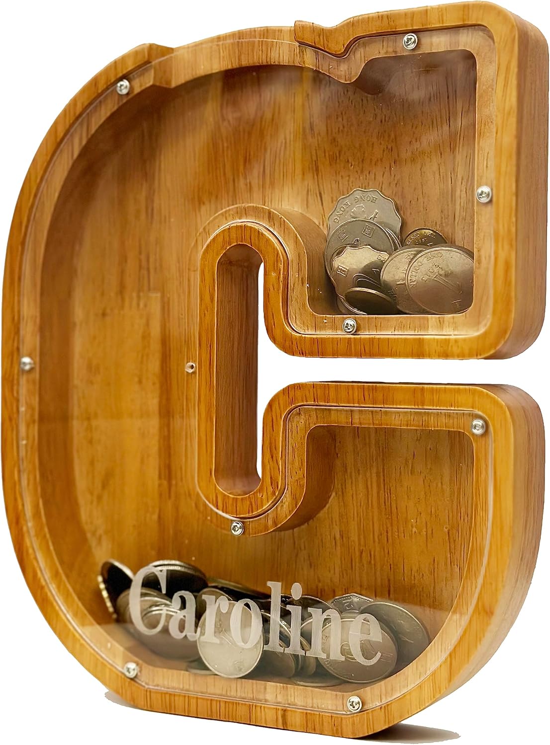 Alcancía personalizada del alfabeto de madera, alcancía para niños y niñas, alcancía para monedas, se puede utilizar como regalo de Navidad y