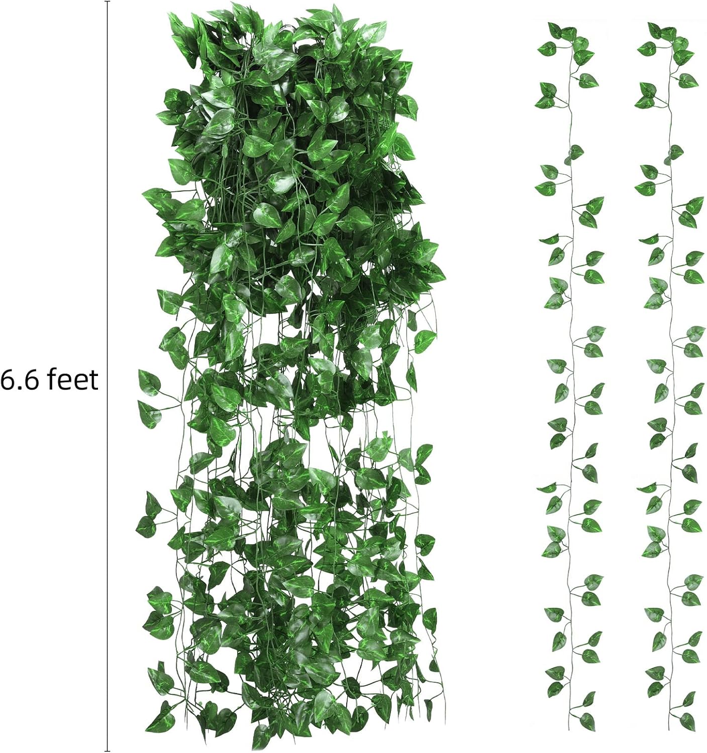 Tbestmax Paquete de 36 plantas artificiales de hojas de hiedra de 237 pies, hojas de vid verde, guirnalda colgante de vegetación, flores de follaje