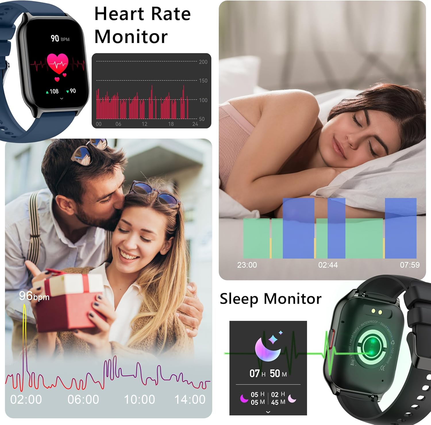 ZOSKVEE Reloj inteligente para mujeres y hombres (marcadorespuesta de llamadas), reloj de seguimiento de fitness de 2.0 pulgadas con monitor de
