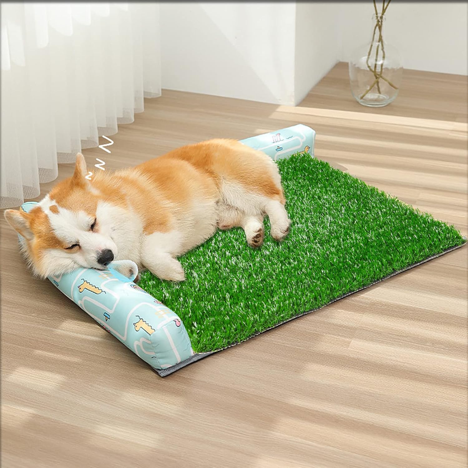 LOOBANI Almohadillas de pasto para perros, 18 x 28 pulgadas para entrenamiento de orinal para perros, pasto para orina de perro con orificio de