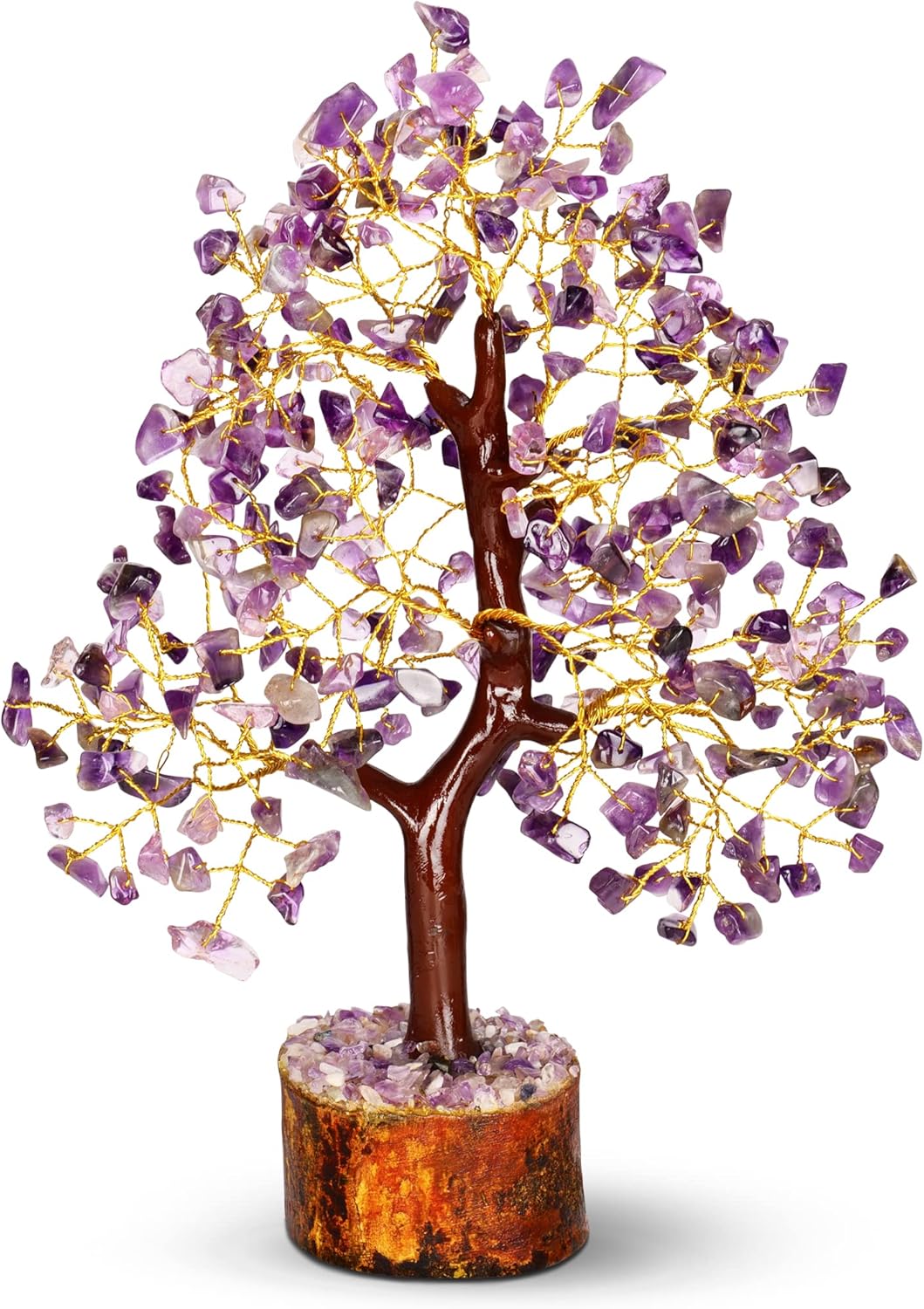 PYOR Cristales de amatista, árbol artificial, árboles de dinero, cristales y piedras, decoración de escritorio para mujer, decoración de Feng Shui,