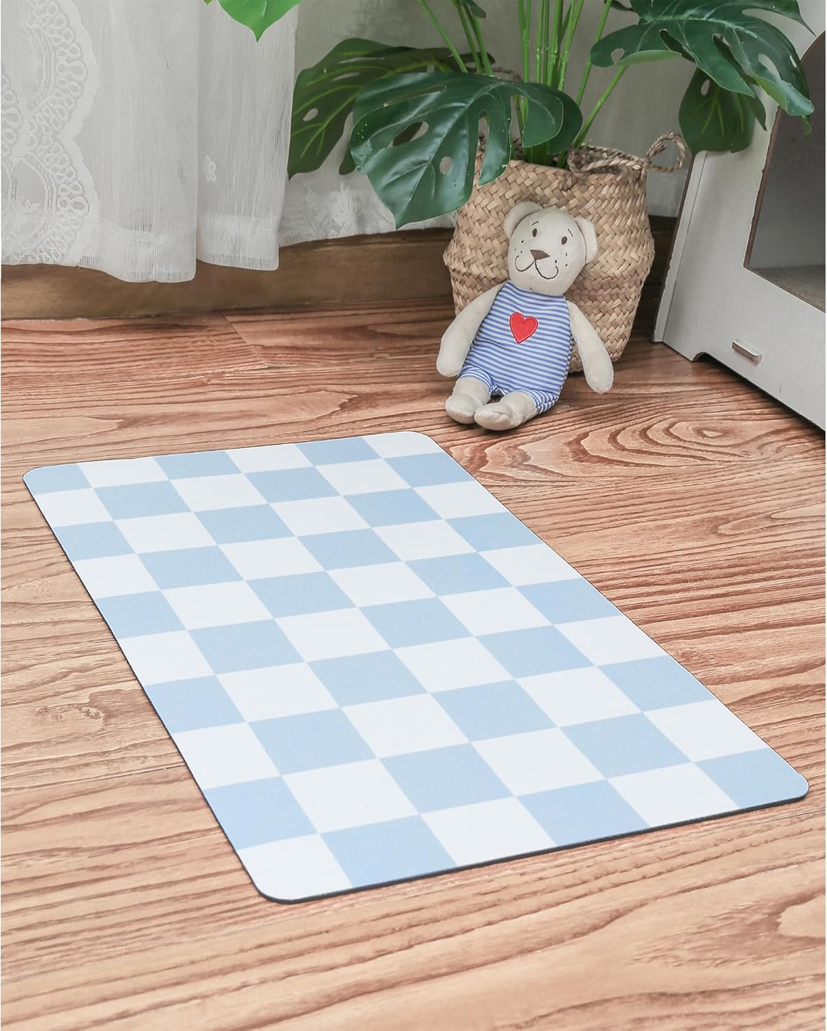 Ralxion Tapete de alimentación para perros a cuadros, absorbentes para comida y cuenco de agua, dispensador, estético retro, mantel individual de