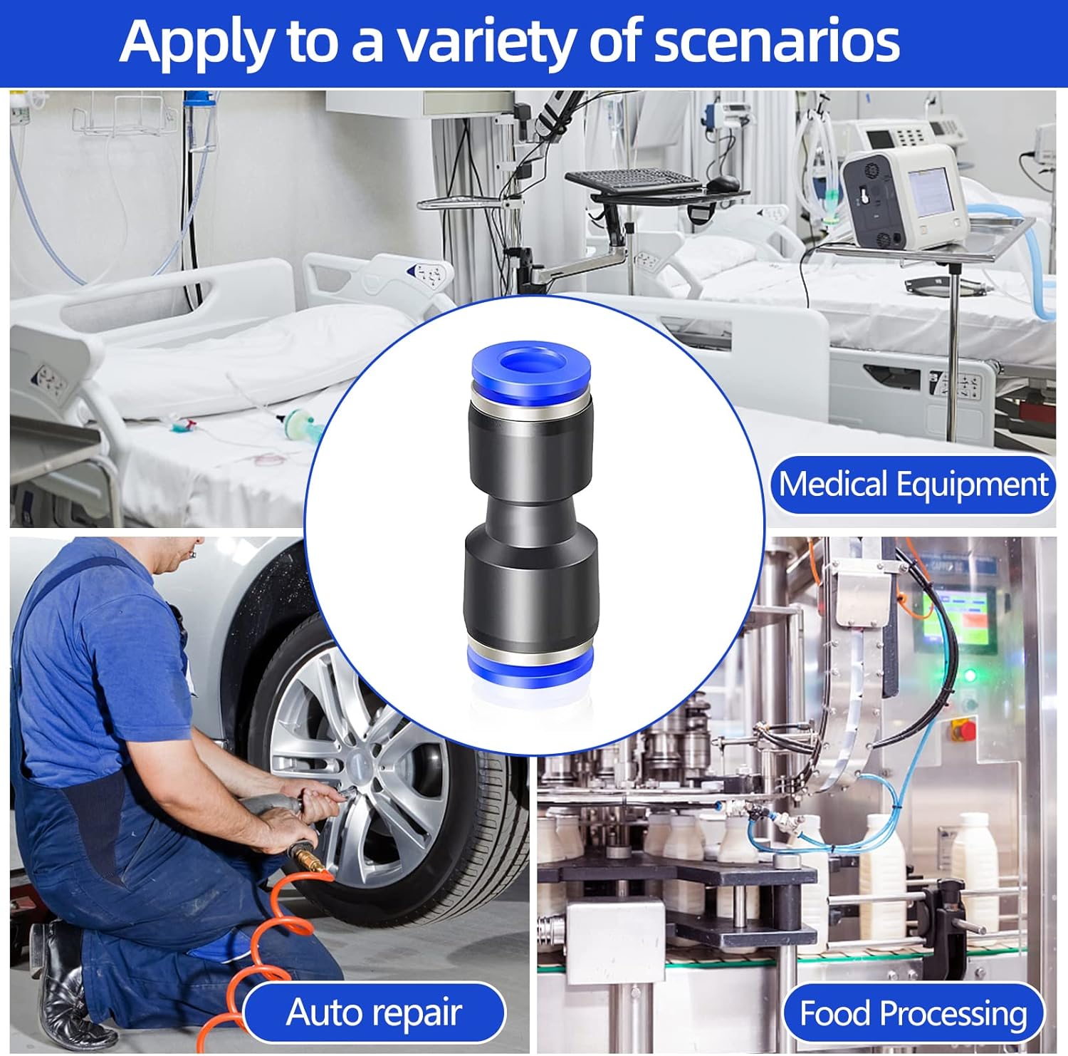 8PCS 12inch OD – 12inch OD Push to Connect Kit de montaje, conector de agua neumático recto de dos vías