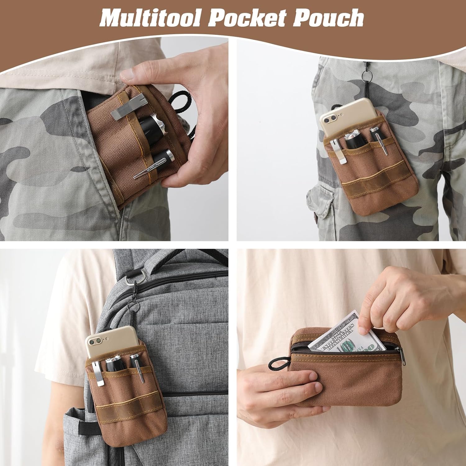 Leatherman Multitool – Bolsa EDC para hombre, funda multiherramienta para cinturón, funda de cuero, bolsa de herramientas para linterna, regalos
