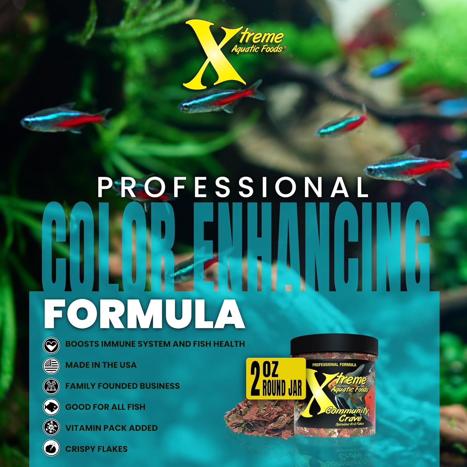 Xtreme Aquatic Community Crave Fish Food – Fórmula profesional nutricionalmente equilibrada – Perfil de aminoácidos equilibrado y sin hormonas –