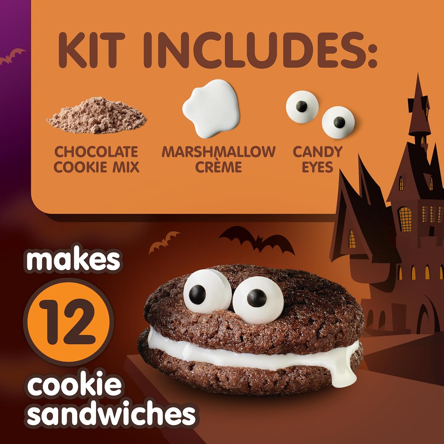 Betty Crocker Count Chocula – Kit de sándwich de galletas de chocolate, 11.1 onzas