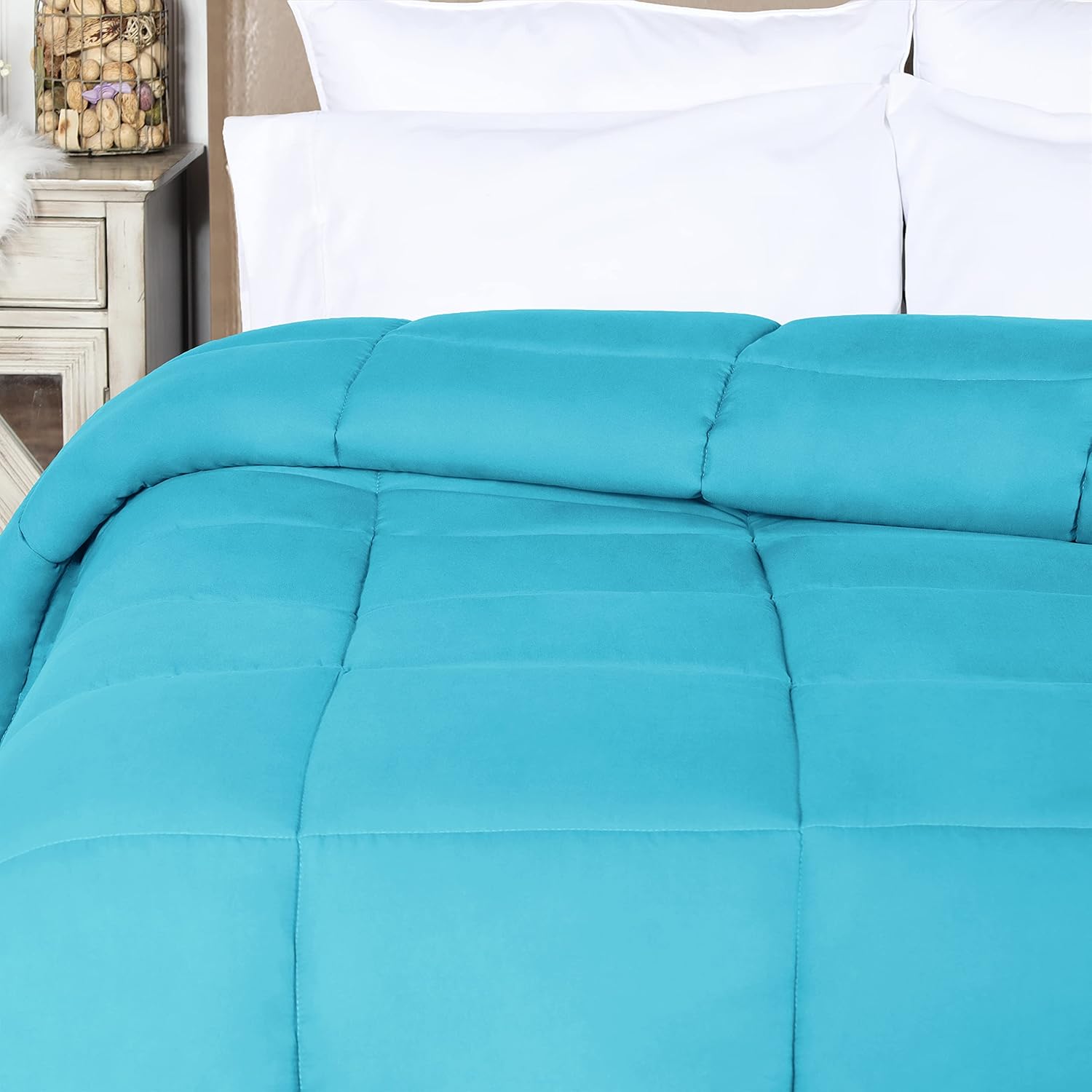 SUPERIOR Edredón sólido de microfibra cepillada, ropa de cama alternativa al plumón, reversible, peso medio, esponjoso, decorativo, relleno de