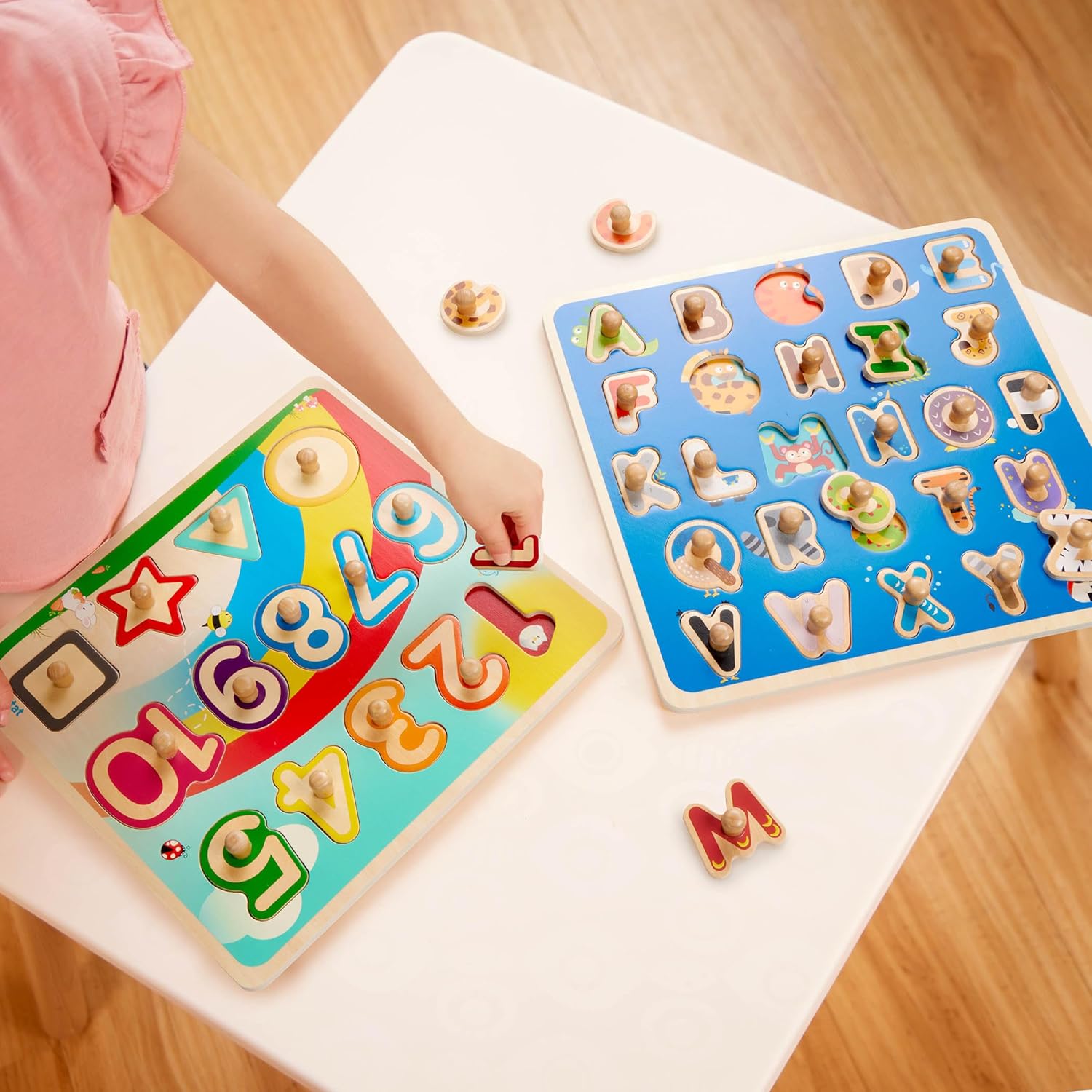 Battat – Rompecabezas de madera del alfabeto y los números- Puzzle n’ Learn ABC & 123- Juguete educativo para niños – 2 años +