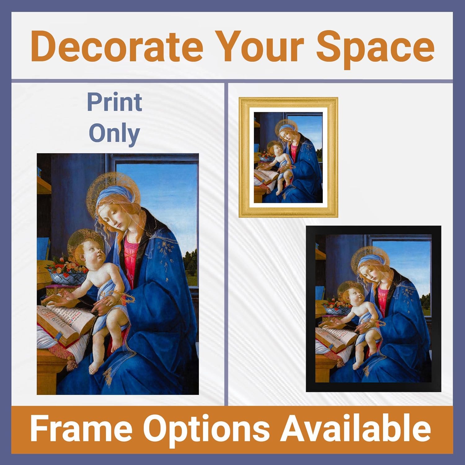 Lost Cabin Madonna of the Book de Sandro Botticelli  Impresión sin marco  Reproducción de pinturas de obras de arte finas  Póster decorativo