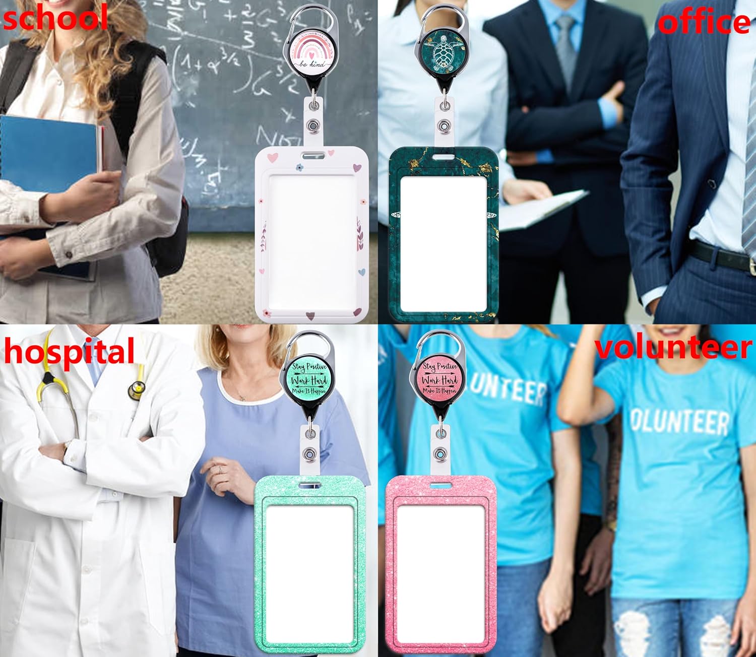 Beemorita Carrete retráctil para tarjetas de autismo, lindo carrete estético para llaves e insignias de identificación para mujeres, hombres, niñas,