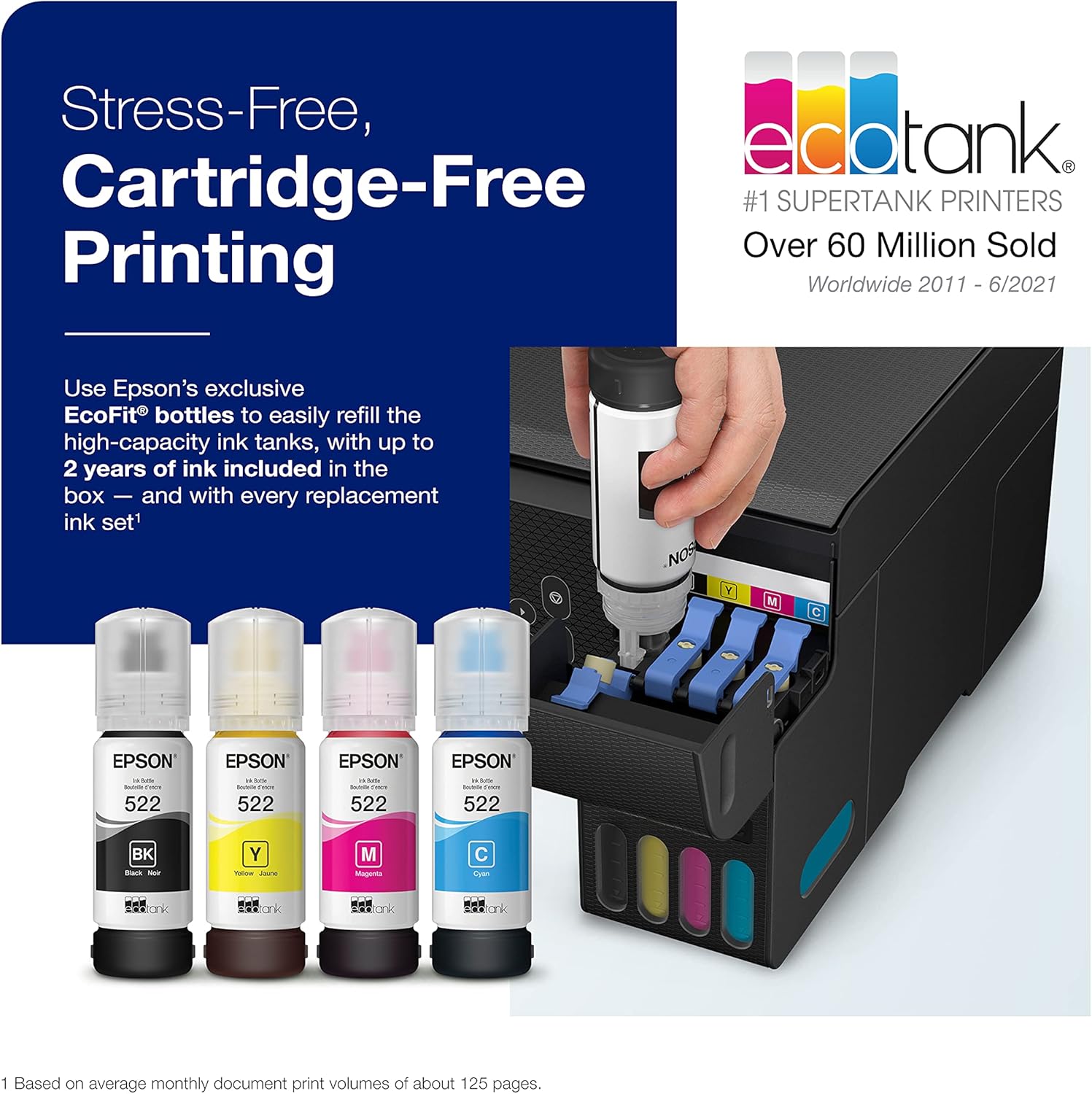 Epson EcoTank ET-2800 Impresora Supertank sin cartuchos con escaneo y copia, la impresora básica ideal para el hogar, impresora fotográfica