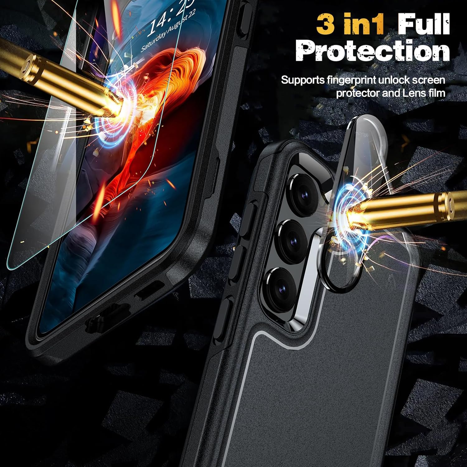 Oneagle Funda para Samsung Galaxy S23, no para S23+ Samsung S23 5G con 1 protector de pantalla y 1 protector de lente Funda resistente a prueba de