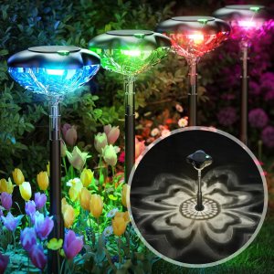 Luces solares para caminos al aire libre, paquete de 6 luces solares para jardín exterior, 3 modos de trébol, luces solares de patio que traen Luces solares para caminos al aire libre, paquete de 6 luces solares para jardín exterior, 3 modos de trébol, luces solares de patio que traen