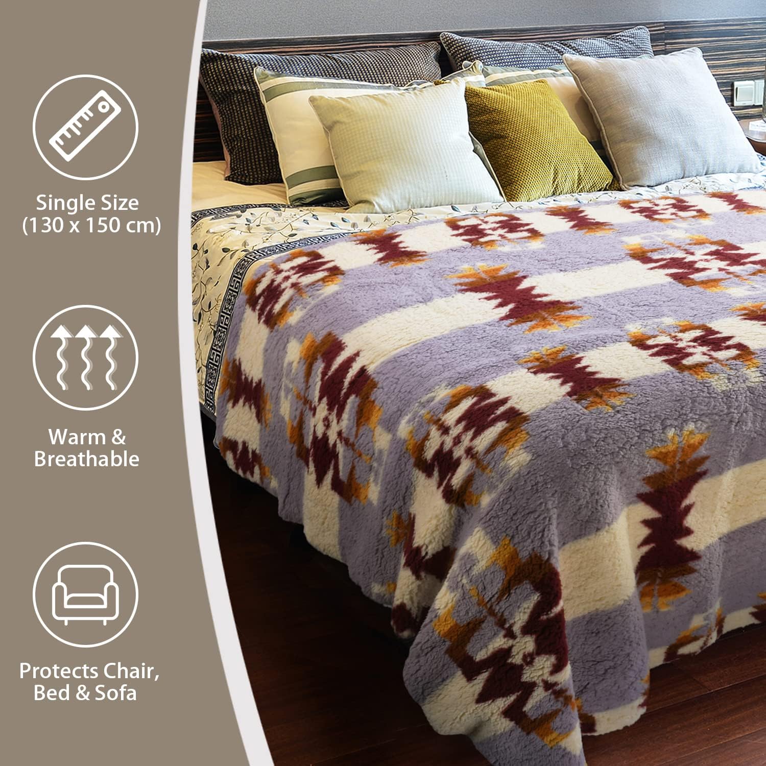 Catalonia Southwest – Manta azteca para decoración de sofá o habitación, reversible, cómoda, esponjosa, mexicana, manta de regalo, 50 x 60 pulgadas