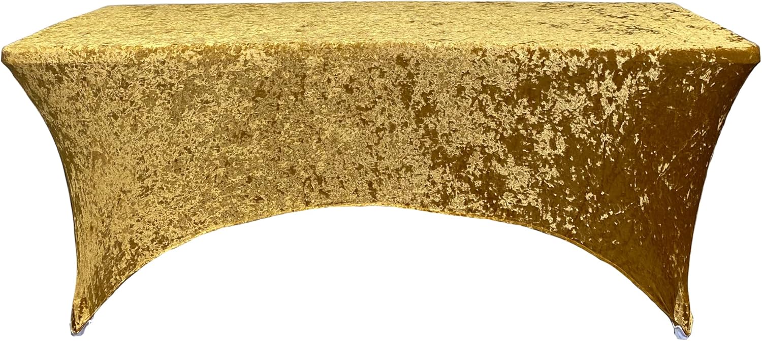 YOUR CHAIR COVERS – Mantel rectangular de terciopelo ajustable de elastano de 6 pies, para patio, mantel elástico, color dorado