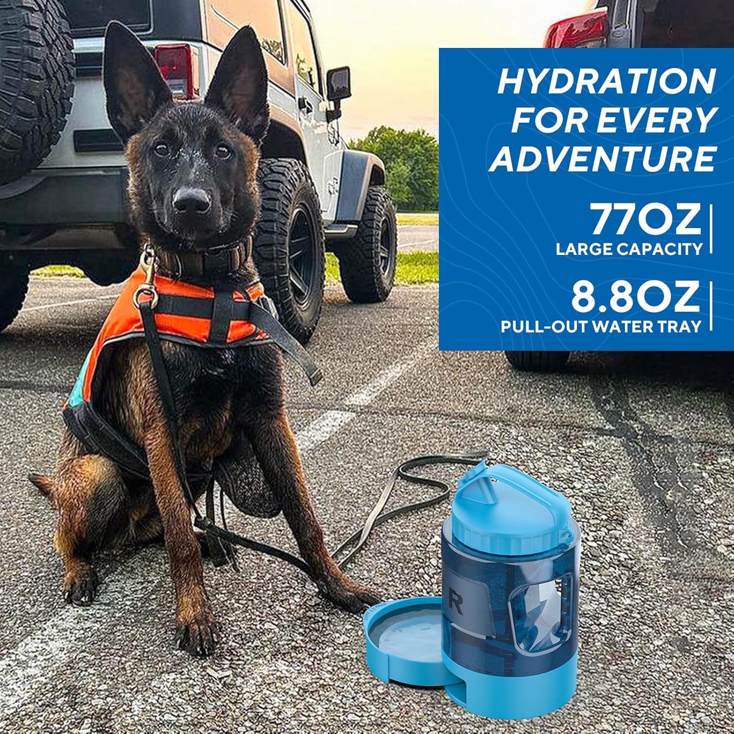 lesotc Botella de agua para perros, dispensador de agua para perros de 77 onzas para camping, parque, senderismo, dispensador portátil de agua para