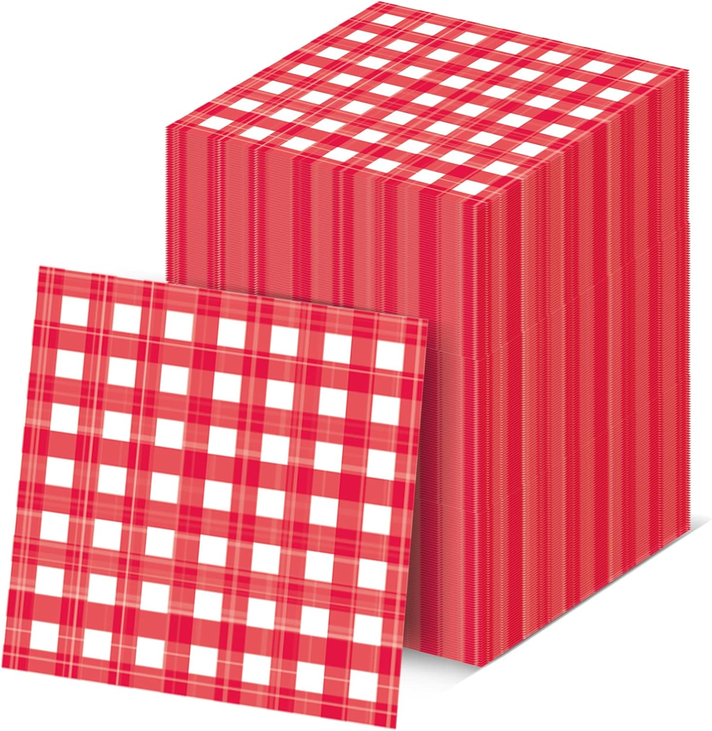 Servilleta de papel a cuadros rojos y blancos desechables de búfalo de 2 capas para cena, picnic, barbacoa, cocina, granja, Pascua, cumpleaños,