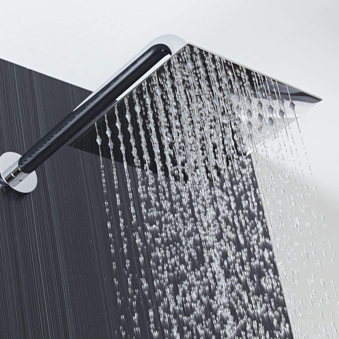 Voolan – Regadera tipo lluvia de metal, cuadrada, de alto flujo, cobertura de cuerpo completo en cascada, montaje universal para techo o pared