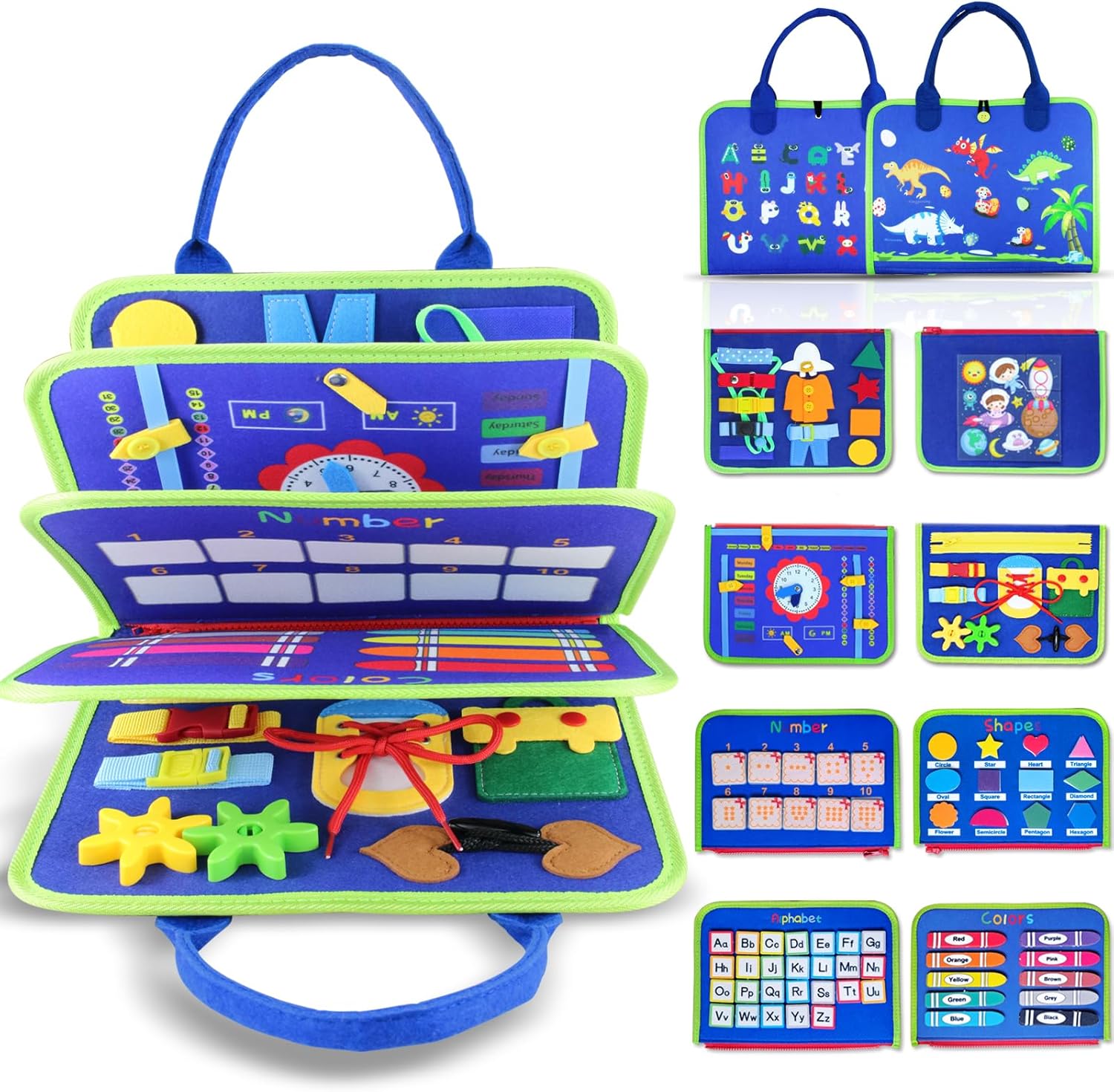 Juguetes de mesa de alta tecnología, libro ocupado para niños pequeños de 1 a 5 años, libro sensorial Montessori educativo para actividades de