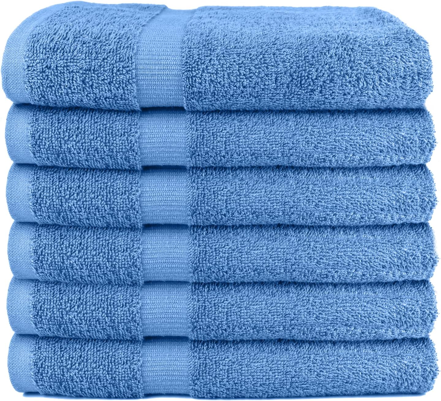 DAN RIVER Juego de 6 toallas de baño 100% algodón, suaves y ligeras, medianas ideales para piscina, hogar, gimnasio, spa, hotel y uso diario, color