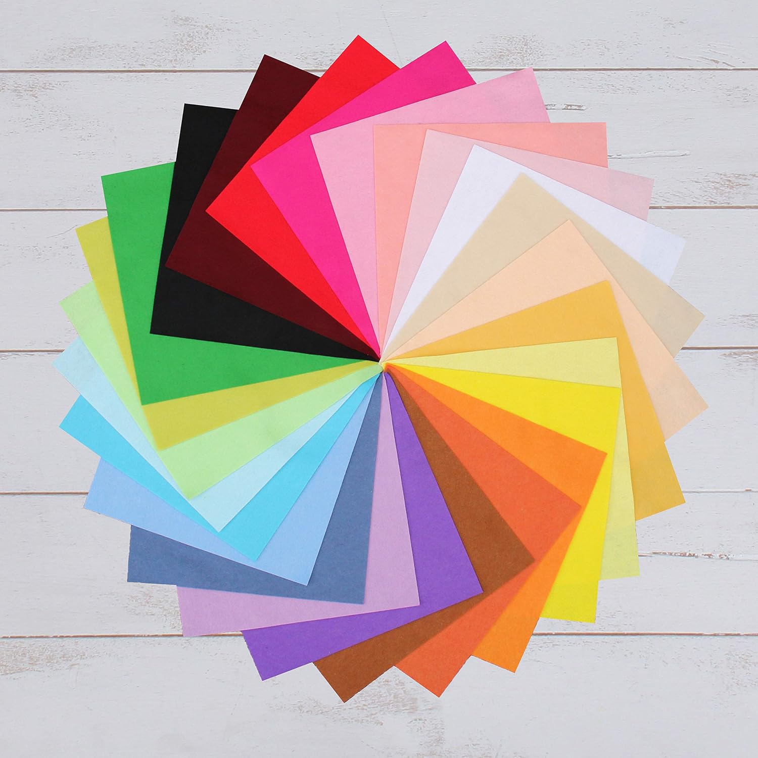Threadart Hojas precortadas de fieltro de alta calidad, 25 hojas grandes de 12 x 12 pulgadas, paquete variado de 25 colores, tacto suave como la