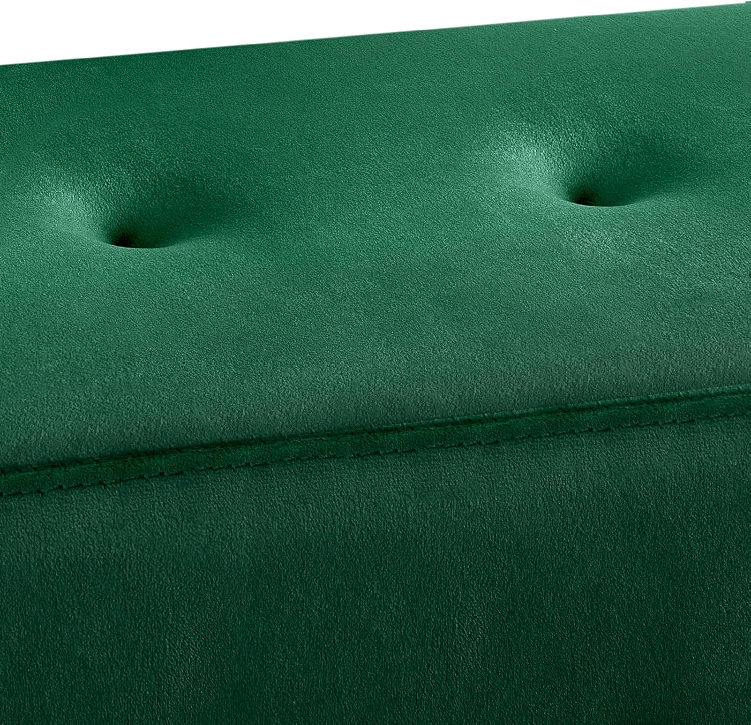 Banco de entrada  Banco verde para dormitorio, moderno extremo otomano de cama, bancos acolchados de terciopelo para sala de estar, vestíbulo,