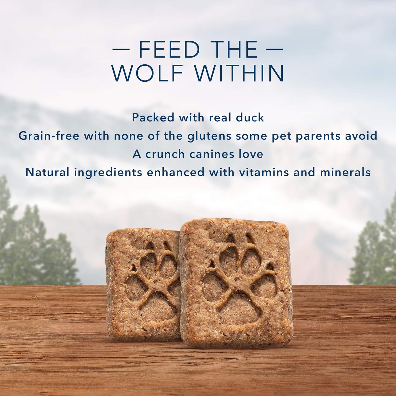 Blue Buffalo Wilderness Trail Treats – Galletas crujientes para perros con alto contenido en proteínas sin granos, receta de pato, caja de 36 onzas