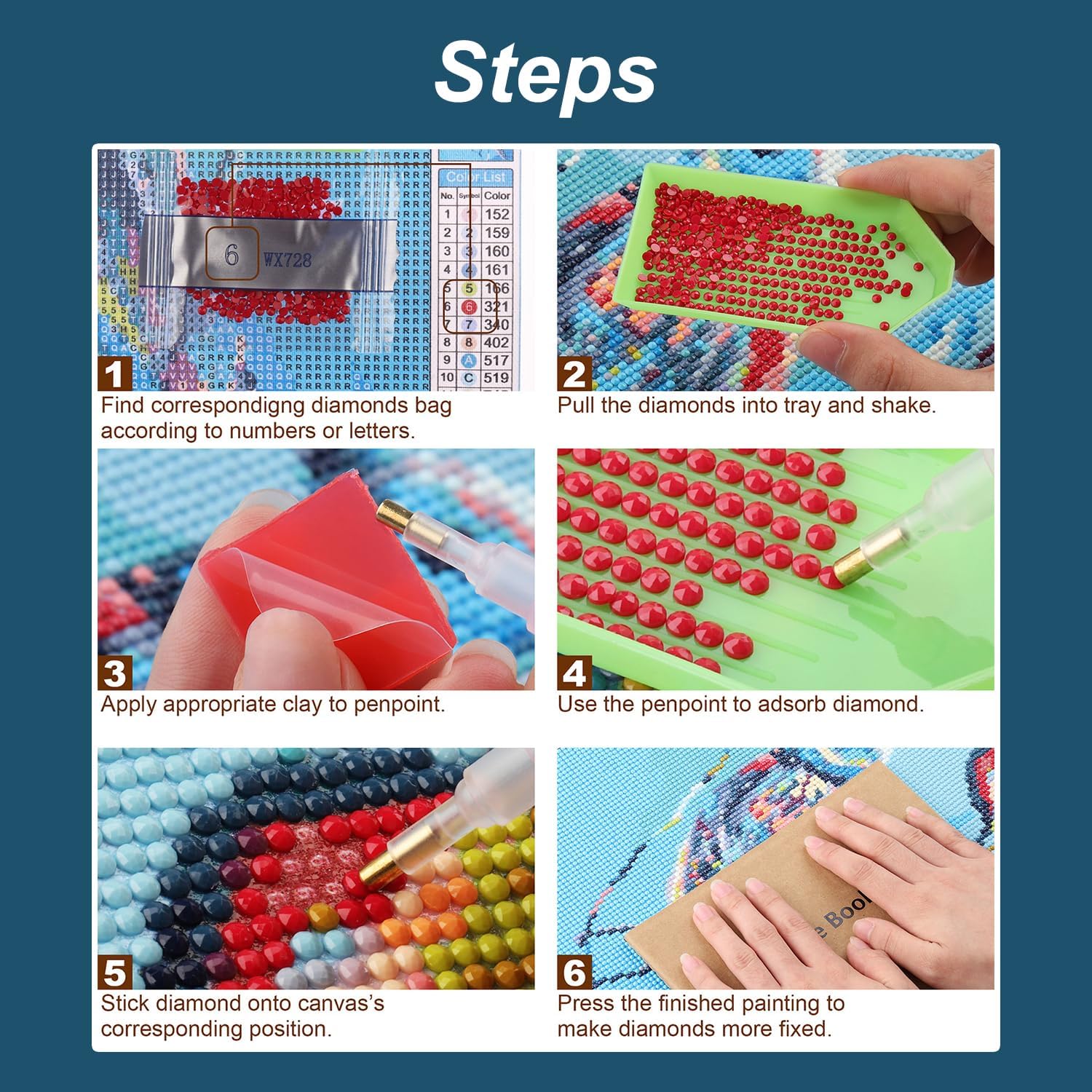 Stalente Kits de pintura de diamantes para adultos, kits de arte de diamantes 5D para principiantes, pintura de diamante redonda para decoración de