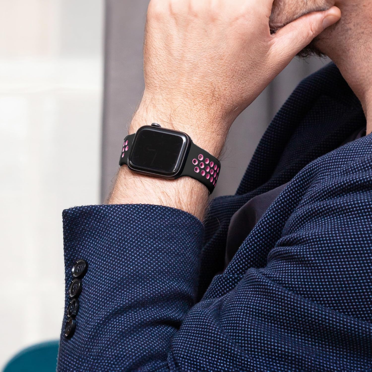 Correa de reloj deportiva compatible con Apple Watch Band de 1.496 in 1.575 in 1.614 in 1.654 in 1.732 in 1.772 in 1.929 in, correa de repuesto de
